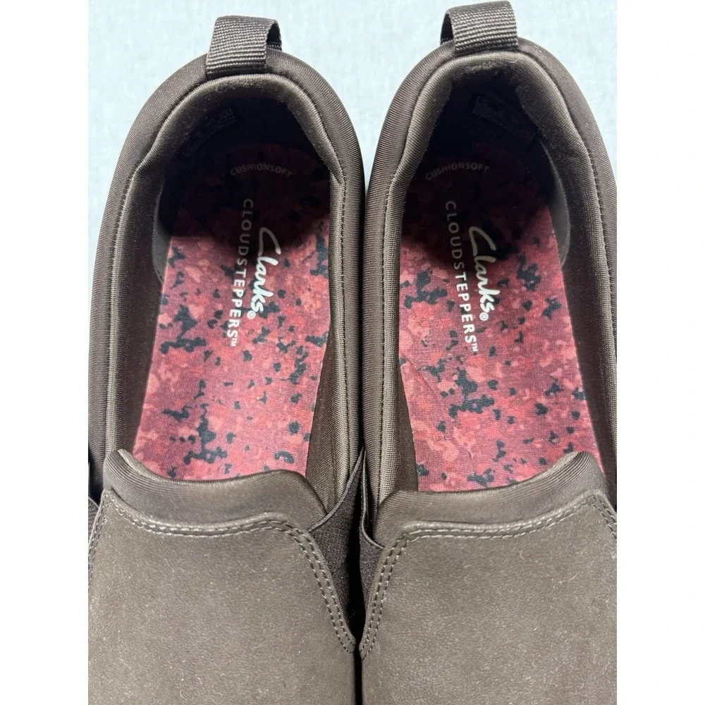 Clarks Cloudsteppers Loafers Women‎ 11 Slip On Brown Faux Leather Comfort Shoes